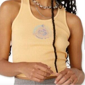 NWT Daydreamer Records Ribbed Graphic Print Tank Top Melon
